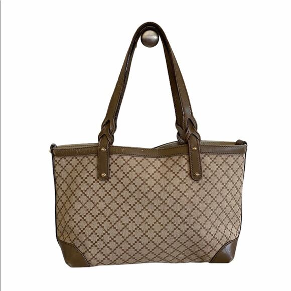 Gucci Diamanté Brown Canvas Leather Mini Tote & Pouch - Picture 4 of 14